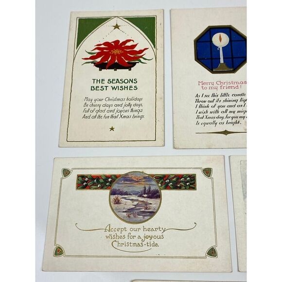 Antique Divided Back Unposted Postcard Embossed Christmas Tidings Dinner Holiday - Picture 4 of 6